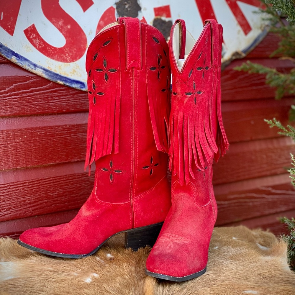 Vintage Red & Sexy Kenny Rogers Western Cowboy Boots Women’s Size 6.5